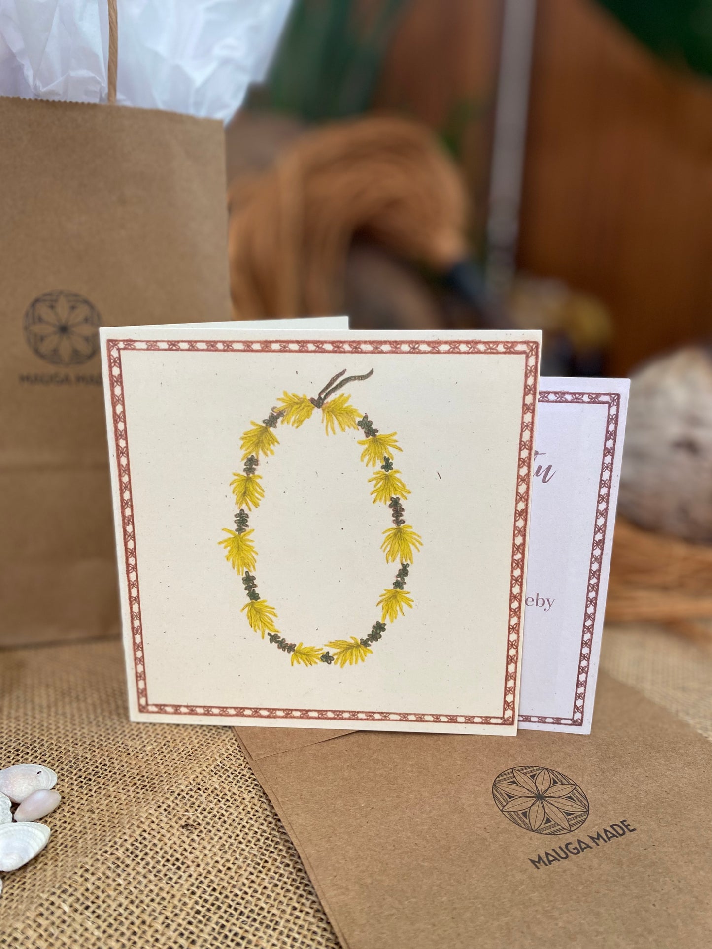 MOSO’OI LEI "Yellow flower necklace" greeting card